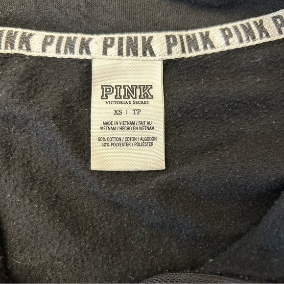 PINK by Victoria’s Secret Black Sequin Logo Spellout Quarter Zip Fleece - Picture 8 of 11